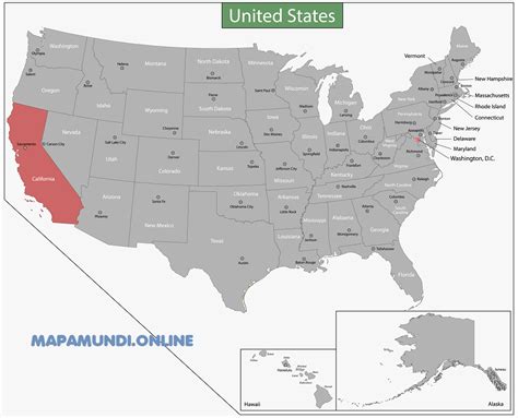 mapa de california usa y sus ciudades