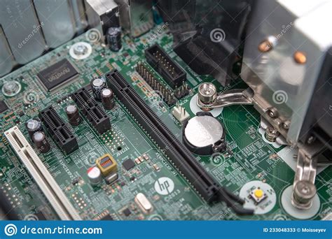 Closed Up View Of Motherboard Pci And Pci Express Slots Editorial Stock