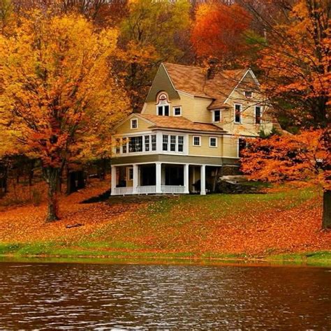 Dreamy Autumn Home Scene Dream House Exterior Autumn Scenery