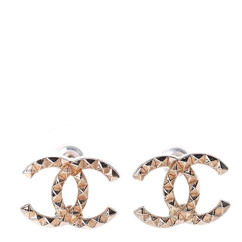 CHANEL Studded CC Earrings Gold 565428