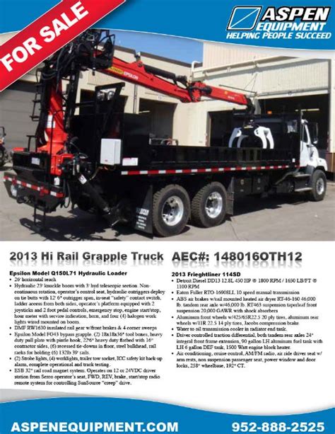 rail grapple truck httpwwwaspenequipmentcomindexphp