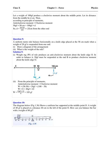 Selina Solutions Class 10 Concise Physics Chapter 1 Force Download