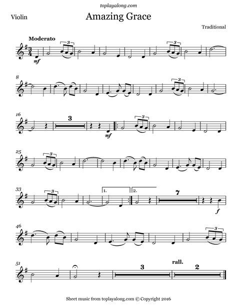 Free violin sheet music − breizh partitions. Amazing Grace - toplayalong.com