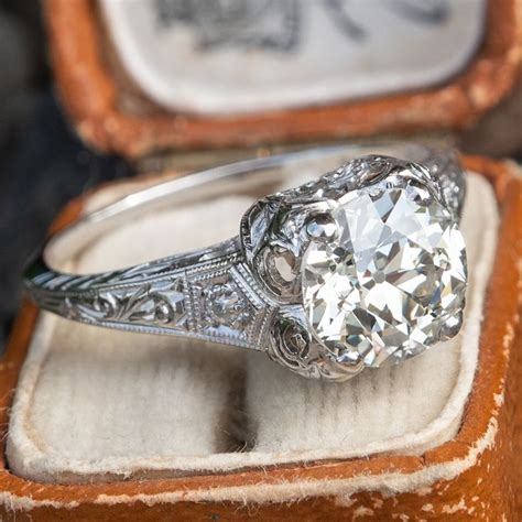 Edwardian Era 1910s Antique Diamond Engagement Ring Platinum Antique
