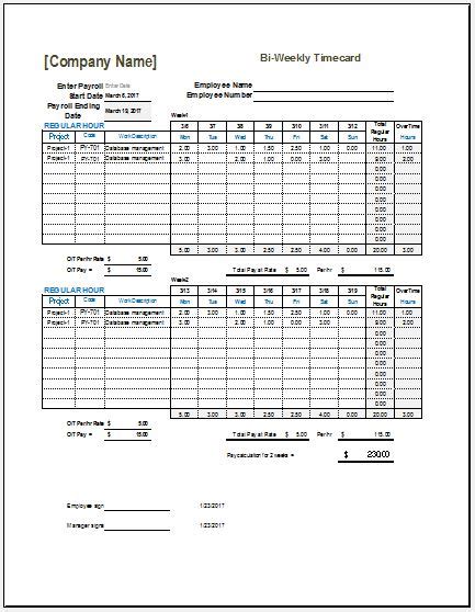 daily weekly monthly time cards  employees word