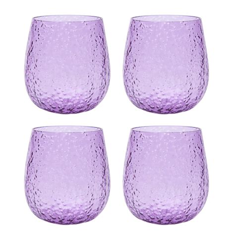 Better Homes And Gardens Leggero Bubble Stemless Plastic Wine Glass Purple Set Of 4 Walmart
