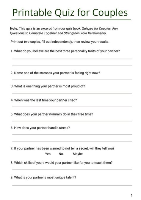 Worksheets For Couples To Reconnect