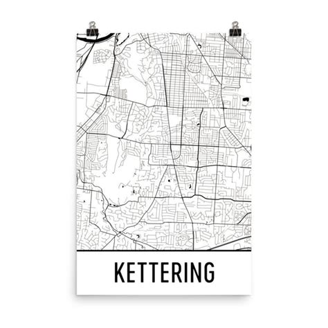Kettering Oh Street Map Poster Wall Print By Modern Map Art