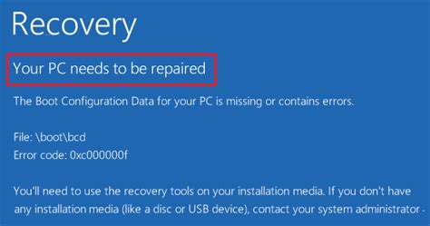 Your Pc Device Needs To Repaired Windows 10 при установке