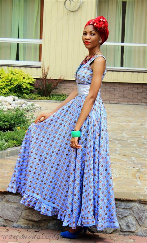 Long African Dress With Front Knotted Scarf
