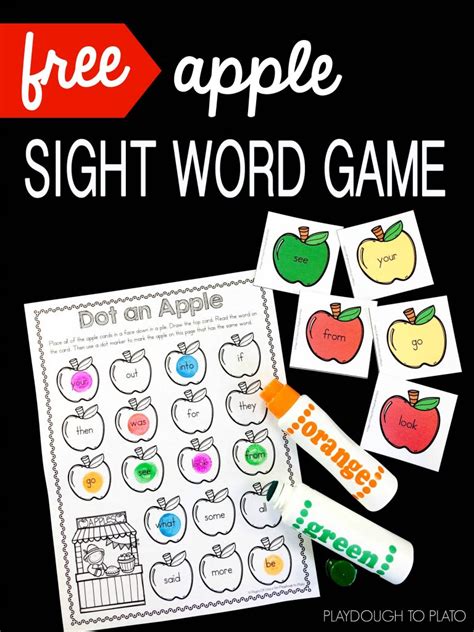 This board will contain teaching ideas, printables, art projects. Apple Sight Word Game - Playdough To Plato