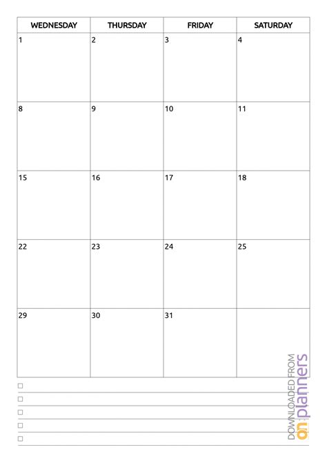 Free Printable Undated Monthly Calendar
