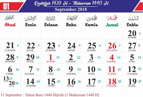 Bila malam nisfu syaaban 2020 1441h tarikh di malaysia dan. Download Kalender 1440 Hijriah Tahun 2019