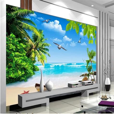 3d Stereoscopic Wallpaper Seaside Scenery Wallpapers 3d Tv Background