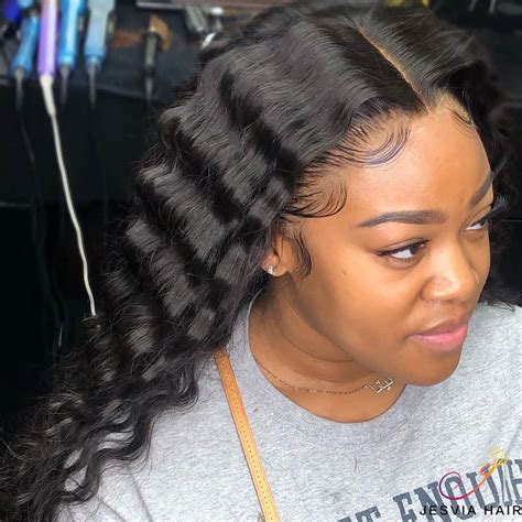 Jesvia Hair Loose Deep Wave Hair Weave With Lace Frontal Sew In It Is