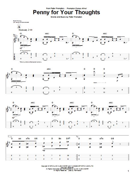 Penny For Your Thoughts By Peter Frampton Guitar Tab Guitar Instructor