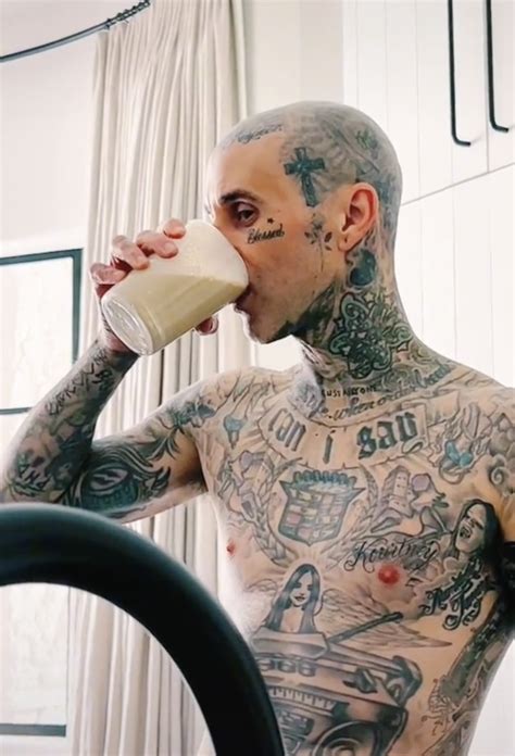 Kourtney Kardashian S Husband Travis Barker Shares Graphic Photo Of Massive New Face Tattoo In