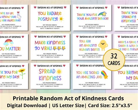 Random Act Of Kindness Cards Printable Act Of Kindness Cards Pay It Forward Small Acts Raok