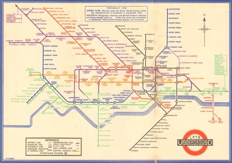 London Underground Tube Map Plan Diagram 2nd Harry Beck Edition