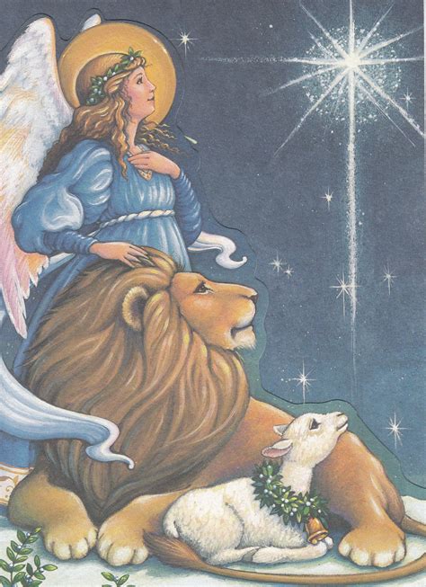 Angel Lion And Lamb Looking On At Star Lion And Lamb Angel Art