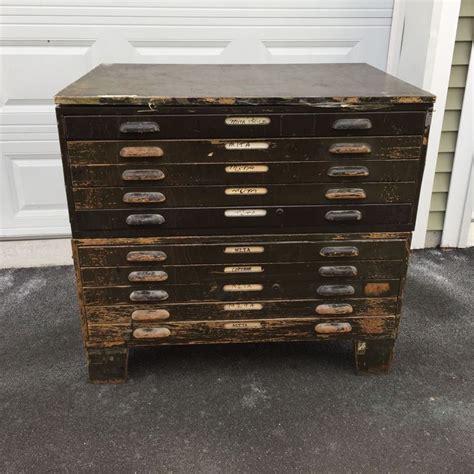 Rolled blueprint storage cabinets can also work as print storage and drawing storage. Antique Wood Industrial Flat File Tool Map Art Blueprint ...