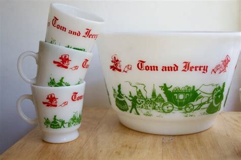 Items Similar To Tom And Jerry Punch Bowl And Mugs Vintage Christmas