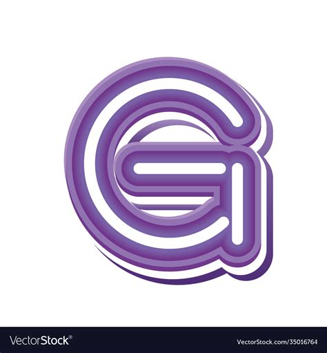 Letter G In Purple Neon Font Royalty Free Vector Image
