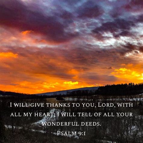 A Sunset With The Words I Will Give Thanks To You Lord With All My Heart