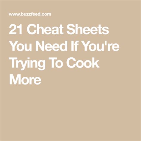 21 Cheat Sheets You Need If Youre Trying To Cook More Cooking Tips