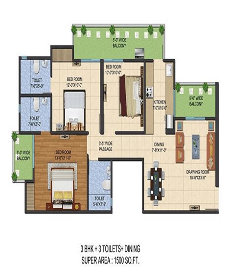 3bhk House Plan Ground Floor In 1500 Sq Ft Floorplansclick