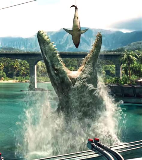 Mosasaurus Jumping Out Of Water To Eat Shark Jurassic World Jurassic Park Mundo Jurássico