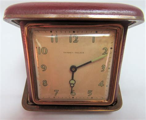 Vintage Phinney Walker Travel Alarm Clock Case Lux Clock Co Radium Hands