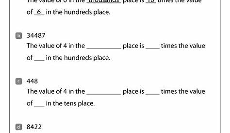 4th Grade Place Value Worksheets with Answer Key