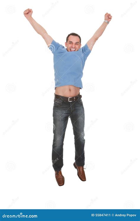 Portrait Of Man With Arm Raised Stock Image Image 55847411