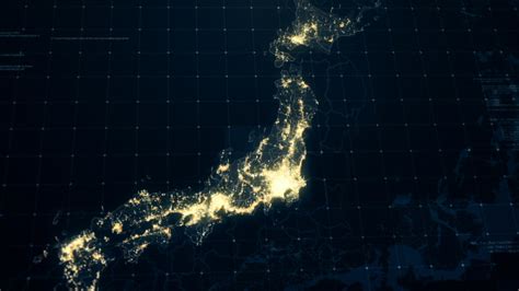 3400x3509 / 1,4 mb go to map. Japan Map at Night HD by rodionova | VideoHive