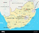 Political map of South Africa with capitals Pretoria, Bloemfontein ...