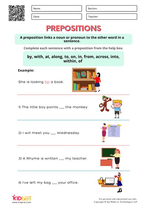 Identify Correct Prepositions Worksheets For Grade Kidpid