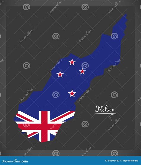 Nelson New Zealand Map With National Flag Stock Vector Illustration
