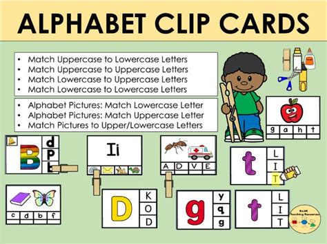 Alphabet Clip Cards Capitaluppercase And Lowercase Letters Picture