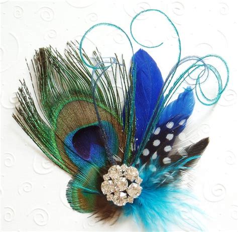 items similar to blue peacock feather fascinator wedding hair clip bridesmaid hairpiece comb