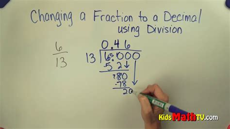 How To Convert Fractions To Decimals 5th 6th 7th Grade Youtube