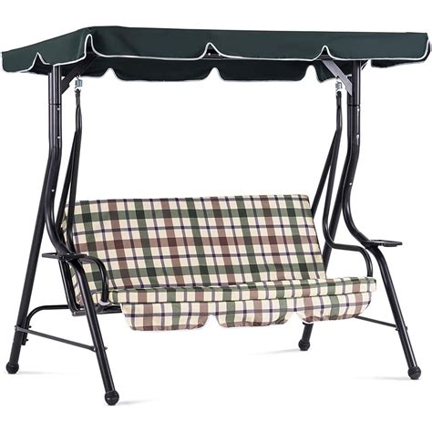 Mcombo 3 Person Outdoor Porch Canopy Swing Patio Hanging Swing With