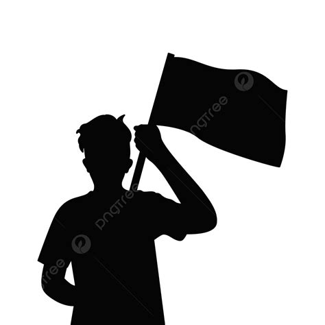 Man Holding Flag Vector Art Png Man Holding Flag Silhouette Flag