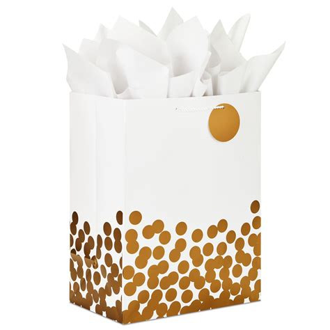 Hallmark 17 Extra Large T Bag With Tissue Paper White With Gold