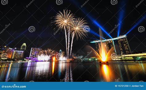Fireworks During Youth Olympic Games 2010 Opening Editorial Image