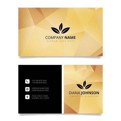 Gold Geometric Business Card Modern Simple Business Card Vector