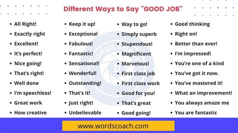 Another Ways To Say Good Job In English Word Coach