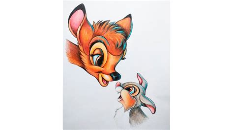 How To Draw With Colored Pencils Bambi And Thumper Youtube
