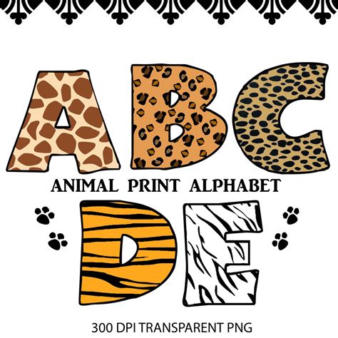 Animal Print Digital Alphabet Zebra Leopard Cheetah