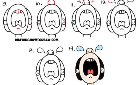 How To Draw Cartoon Facial Expressions Crying Sobbing Weeping How To